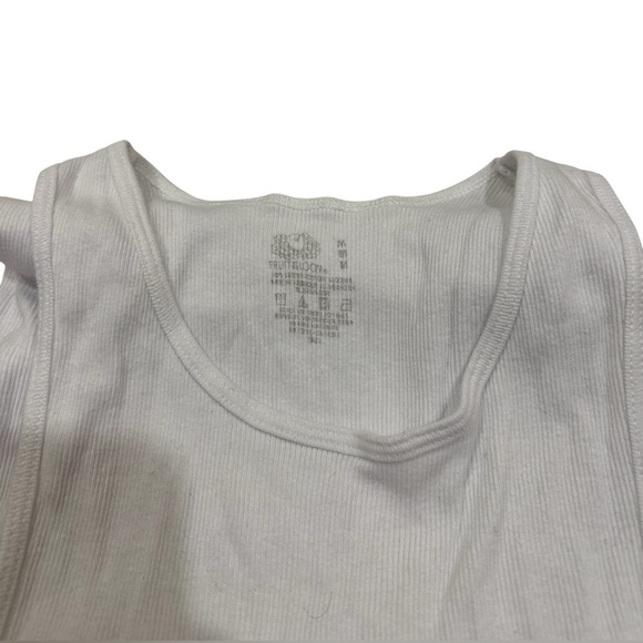 Fruit of the Loom Premium Cotton Mens Round Neck Sleeveless White Tank Top - Picture 4 of 7